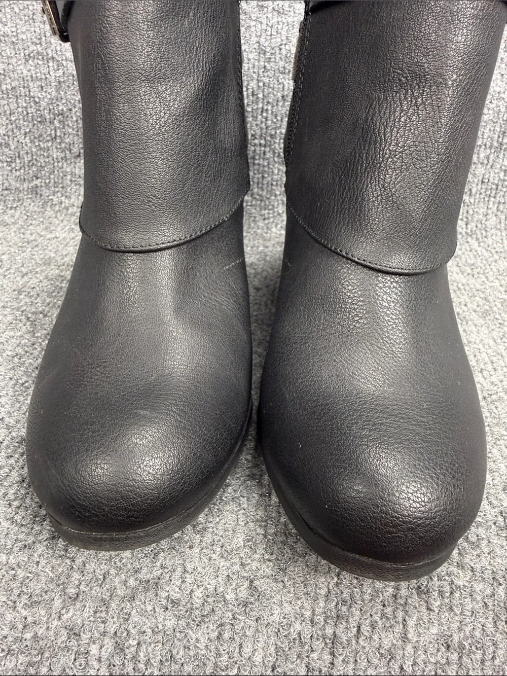 Madden Girl Black Faux Leather Ankle Booties with Buckle Straps Size 8M